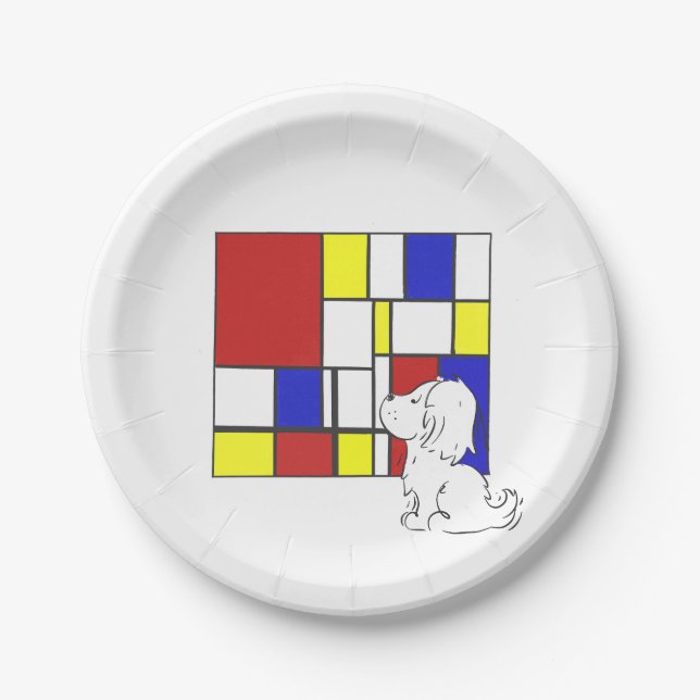 Assiettes En Carton Camomille Inspirée de Mondrian (Devant)