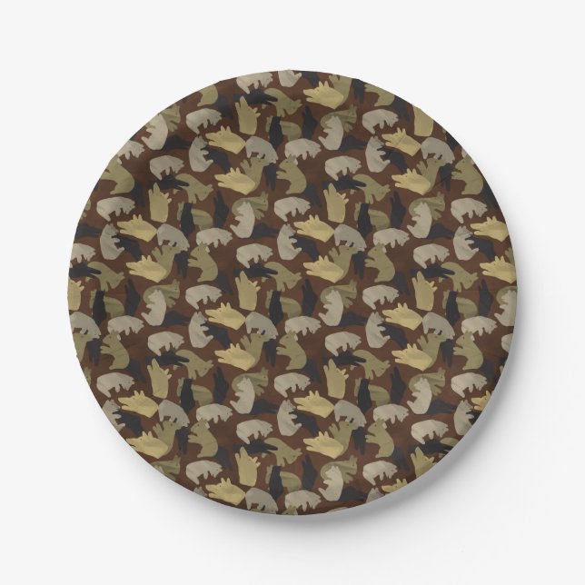 Assiettes En Carton Camouflage animal Silhouette Brown (Devant)
