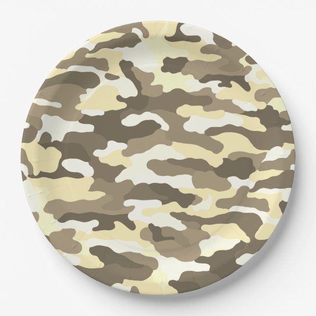 Assiettes En Carton Camouflage du désert (Devant)