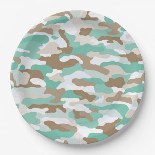 Assiettes En Carton Camouflage du désert
