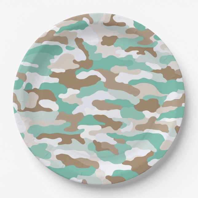 Assiettes En Carton Camouflage du désert (Devant)