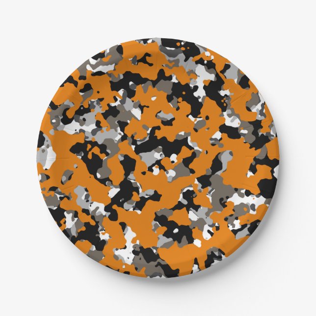Assiettes En Carton Camouflage en tan gris orange Camo pour impression (Devant)