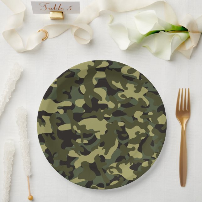 Assiettes En Carton Camouflage Euro Spring (Mariage)