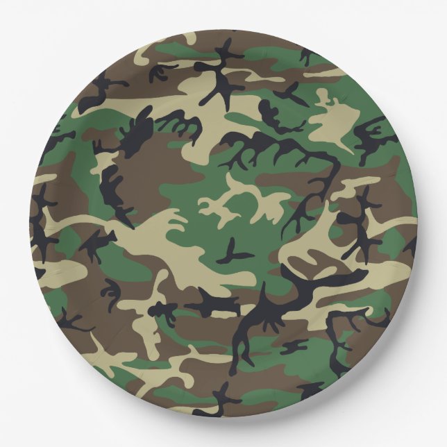 Assiettes En Carton Camouflage militaire (Devant)