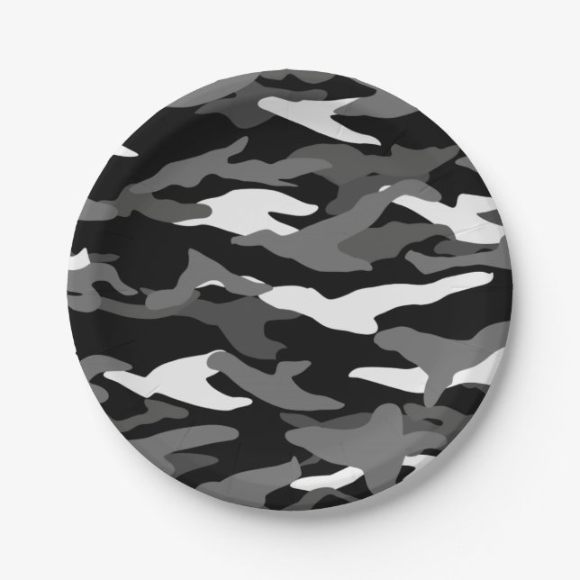 Assiettes En Carton Camouflage noir (Devant)