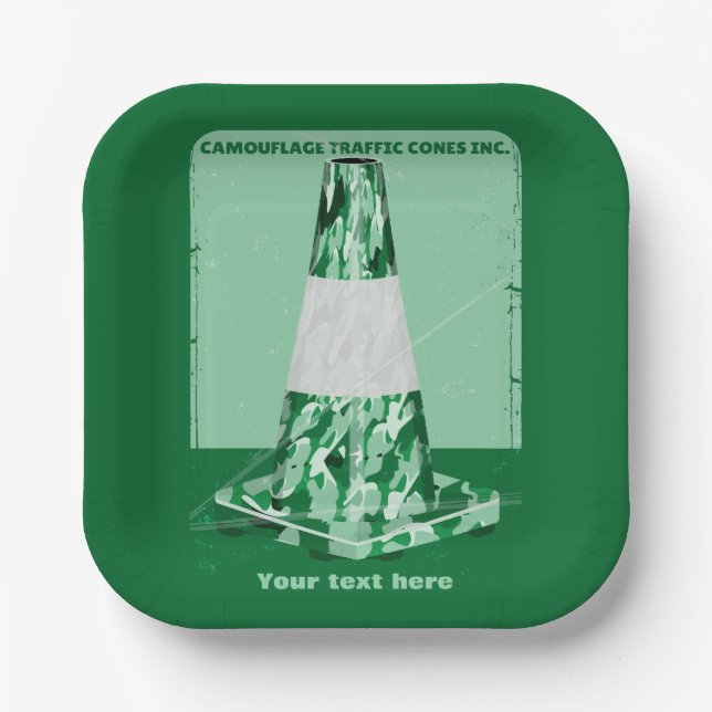 Assiettes En Carton Camouflage rd cône drôle de cône de circulation (Recto)