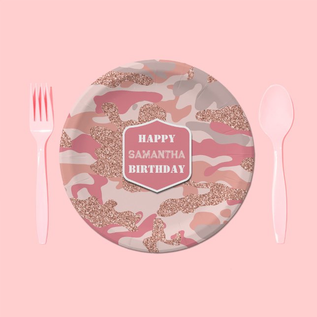 Assiettes En Carton Camouflage Rose Gold Blush Pink Camo Army Annivers (Camouflage Rose Gold Blush Pink Camo Army Birthday Paper Plates)