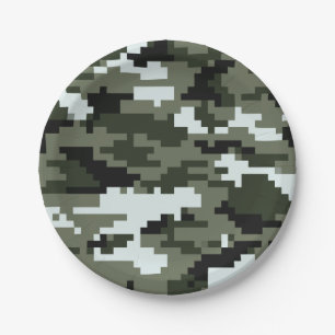 Assiettes En Carton Camouflage urbain numérique à 8 bits / Camo
