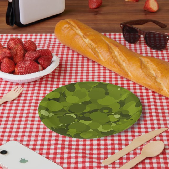 Assiettes En Carton Camouflage vert (Pique-nique)