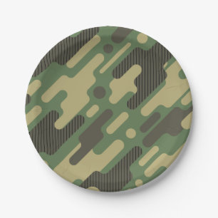 Assiettes En Carton Camouflage vert. Camo ton