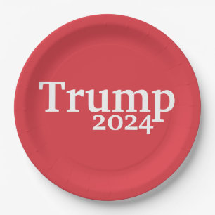 Assiettes En Carton Campagne présidentielle Trump 2024 rouge et blanch