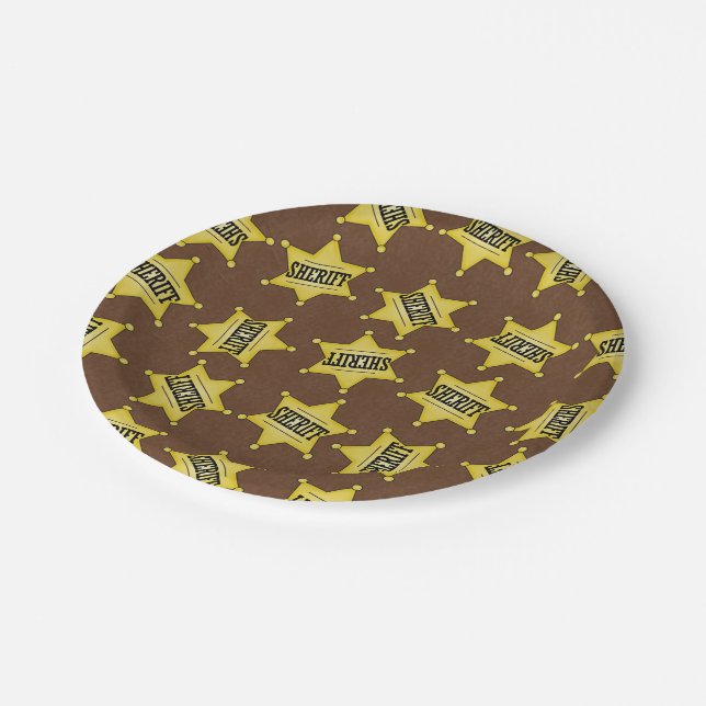 Assiettes En Carton Campagne Sheriffs Badge motif (Angle)
