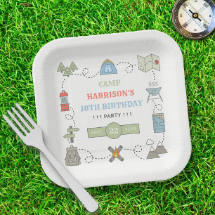 Assiettes En Carton Camping à tout âge fête d'anniversaire