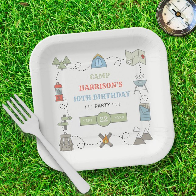 Assiettes En Carton Camping à tout âge fête d'anniversaire (Créateur téléchargé)