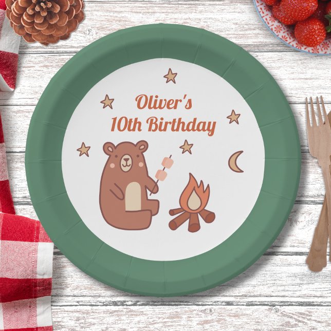 Assiettes En Carton Camping d'Ours Blancs Cute Anniversaire (Créateur téléchargé)
