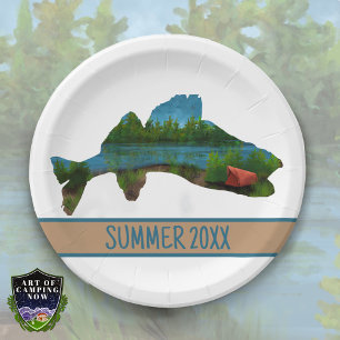 Assiettes En Carton Camping en tente de pêche au doré jaune lac