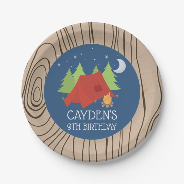 Assiettes En Carton Camping Plaques de fête d'anniversaire (Devant)
