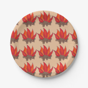 Assiettes En Carton Camping Red Orange Campfire Camp d'été
