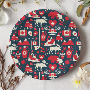 Assiettes En Carton Canada Noël Canadien Hiver Motif d'orignal