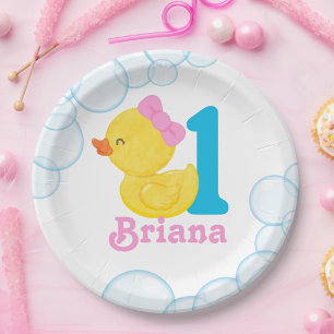 Assiettes En Carton Canard en caoutchouc pour fille blanche Anniversai