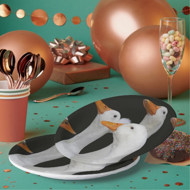 Assiettes En Carton Canards blancs (Multi)