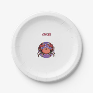 Assiettes En Carton Cancer rose, zodiaque, impression signe du zodiaqu