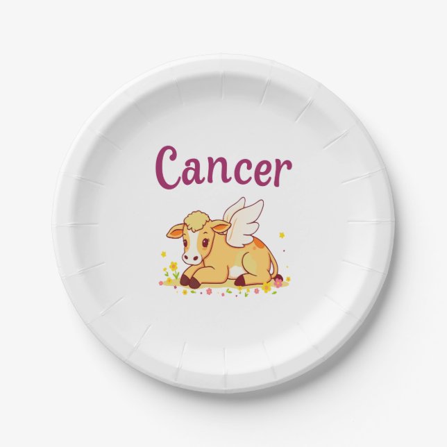 Assiettes En Carton Cancer Zodiac Vache Png, Cancer mignon (Devant)