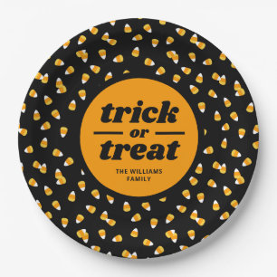 Assiettes En Carton Candy Corn Trick ou Treat Halloween Party