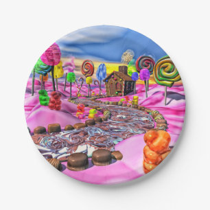 Assiettes En Carton Candyland rose -