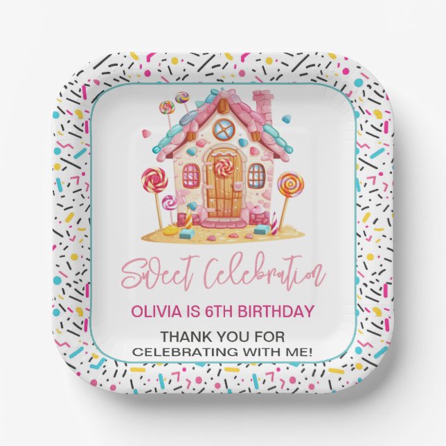 Assiettes En Carton Candyland Sweet Celebration Anniversaire de enfant (Recto)