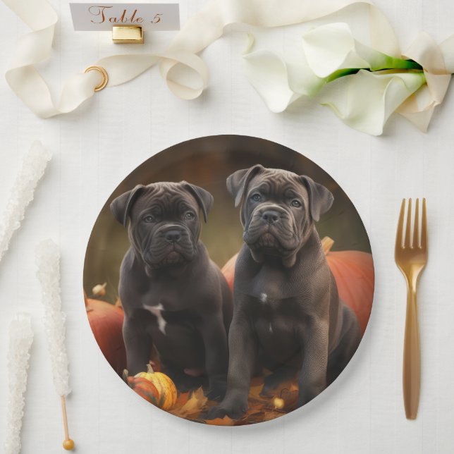 Assiettes En Carton Cane Corso Chiot Automne Citrouille de plaisir (Mariage)