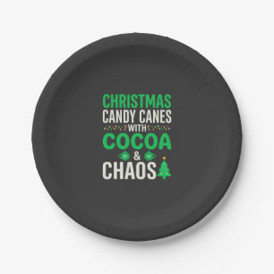 Assiettes En Carton Canne de Noël Canne en sucre Cacao Chaos Fêtes