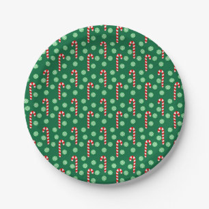Assiettes En Carton Canneberges Rouges et Vertes de Noël