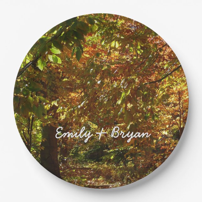 Assiettes En Carton Canopée des Feuilles d'automne II Photographie d'a (Devant)