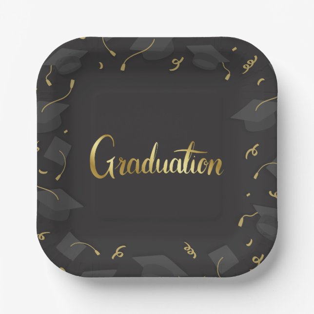 Assiettes En Carton Cap & Confetti Graduation (Recto)