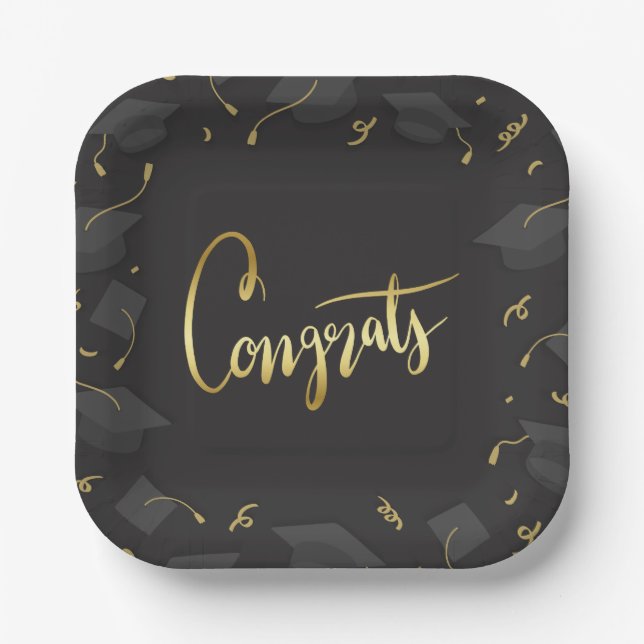Assiettes En Carton Cap & Confetti Graduation Congrats (Recto)