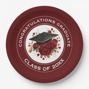 Assiettes En Carton Cape de remise des diplômes et roses rouges Promot