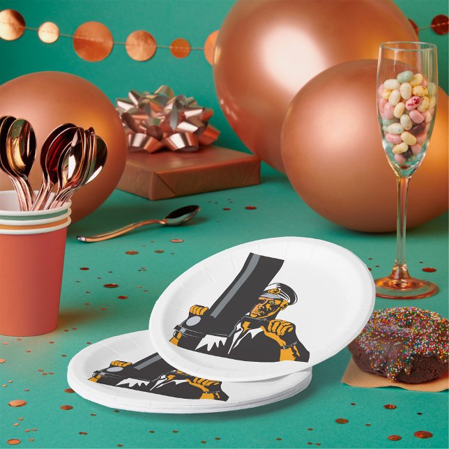 Assiettes En Carton Capitaine de sous-marin nautique utilisant un peri (Créateur téléchargé)