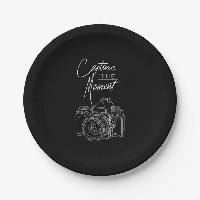 Assiettes En Carton Capture Moment Camera Photographe (Devant)