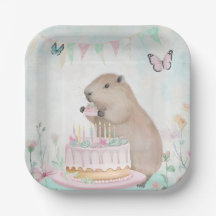 Capybara Cakefest Kids Party Plaques de papier