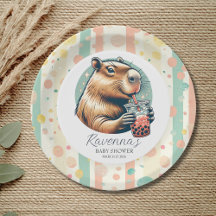 Capybara Drôle Rayé Nom Personnalisé Baby Shower