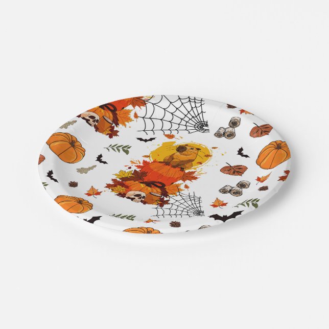 Assiettes En Carton Capybara Halloween. Citrouille sorcier. (Angle)