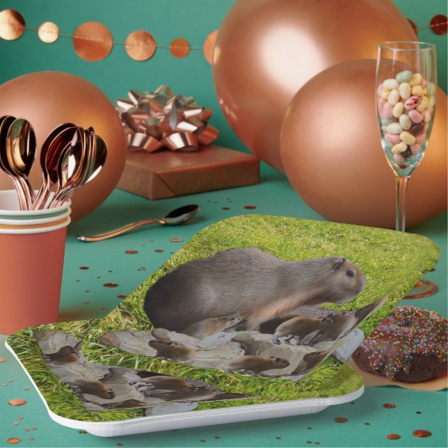 Assiettes En Carton Capybaras De Mère Et De Bébé, (Multi)