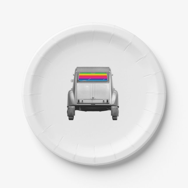 Assiettes En Carton Car + rainbow (Devant)