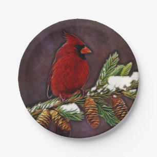 Assiettes En Carton Cardinal et Pinecones