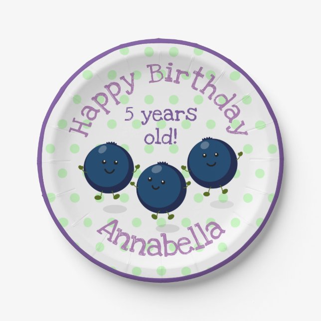 Assiettes En Carton Caricature d'amis mignons bleuets (Devant)