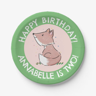 Assiettes En Carton Caricature de bébé fox personnalisées anniversaire