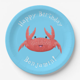 Assiettes En Carton Caricature de crabe rouge cuite