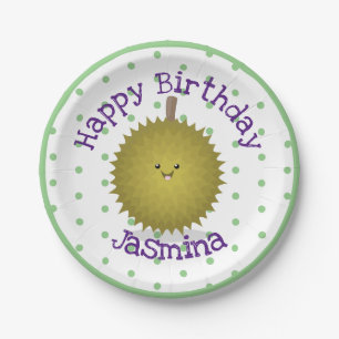 Assiettes En Carton Caricature de durian joyeux