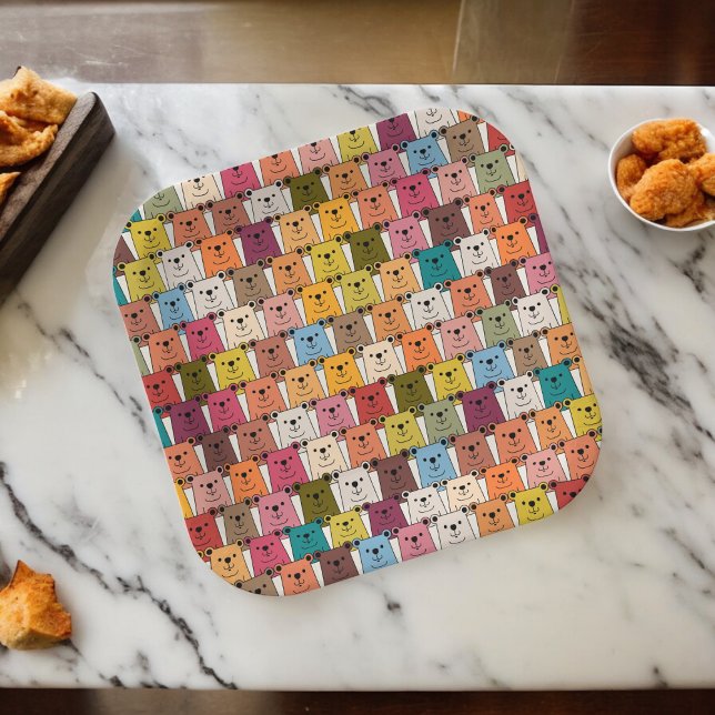 Assiettes En Carton Caricature de l'ours en peluche (wild animal bear,birthday,wedding,baby shower,special occasion event paper plate party supplies)